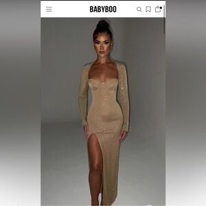 Babyboo Long Sleeve Tan Dress